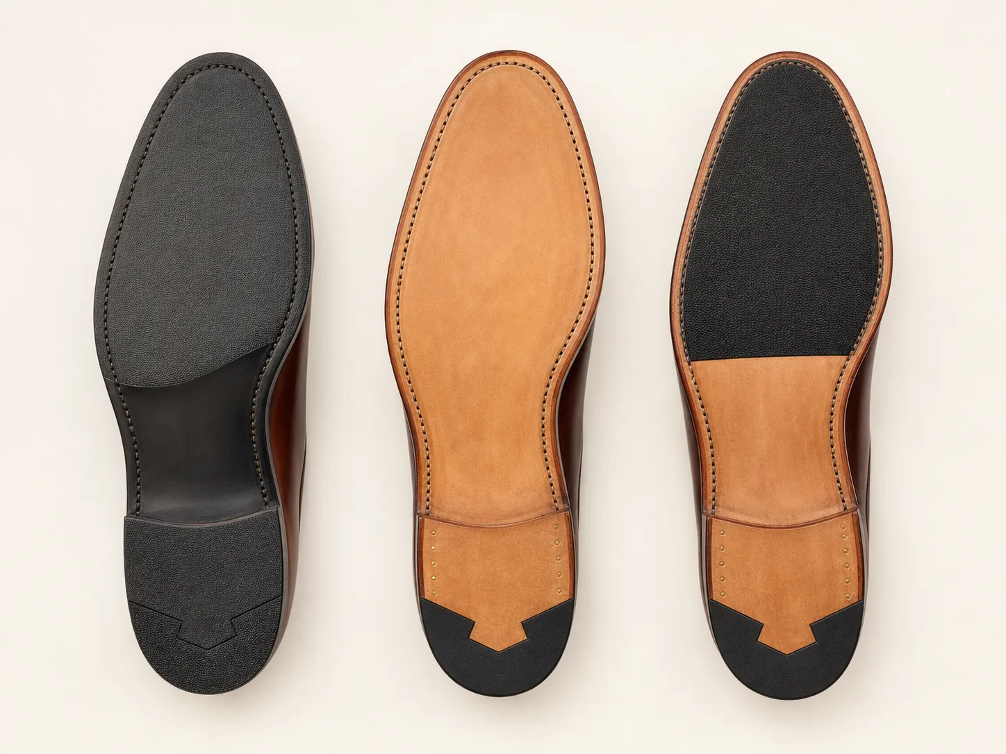 Rubber, full leather, and leather with anti-slip half sole options